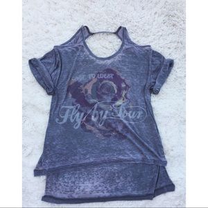 Cold Shoulder Backless Faded Top